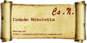 Csépán Nikoletta névjegykártya